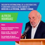 [PARA AGENDAR]: Alfredo Rodríguez participará en el Encuentro Internacional de la sociedad civil y gobiernos locales hacia Hábitat III